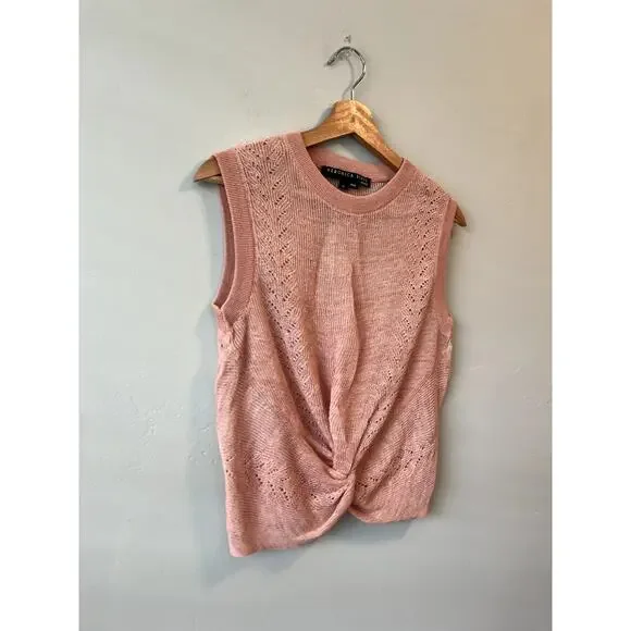 Veronica Beard Dusty Pink Kellen Pointelle Knit Sweater Tank - Picture 4 of 9